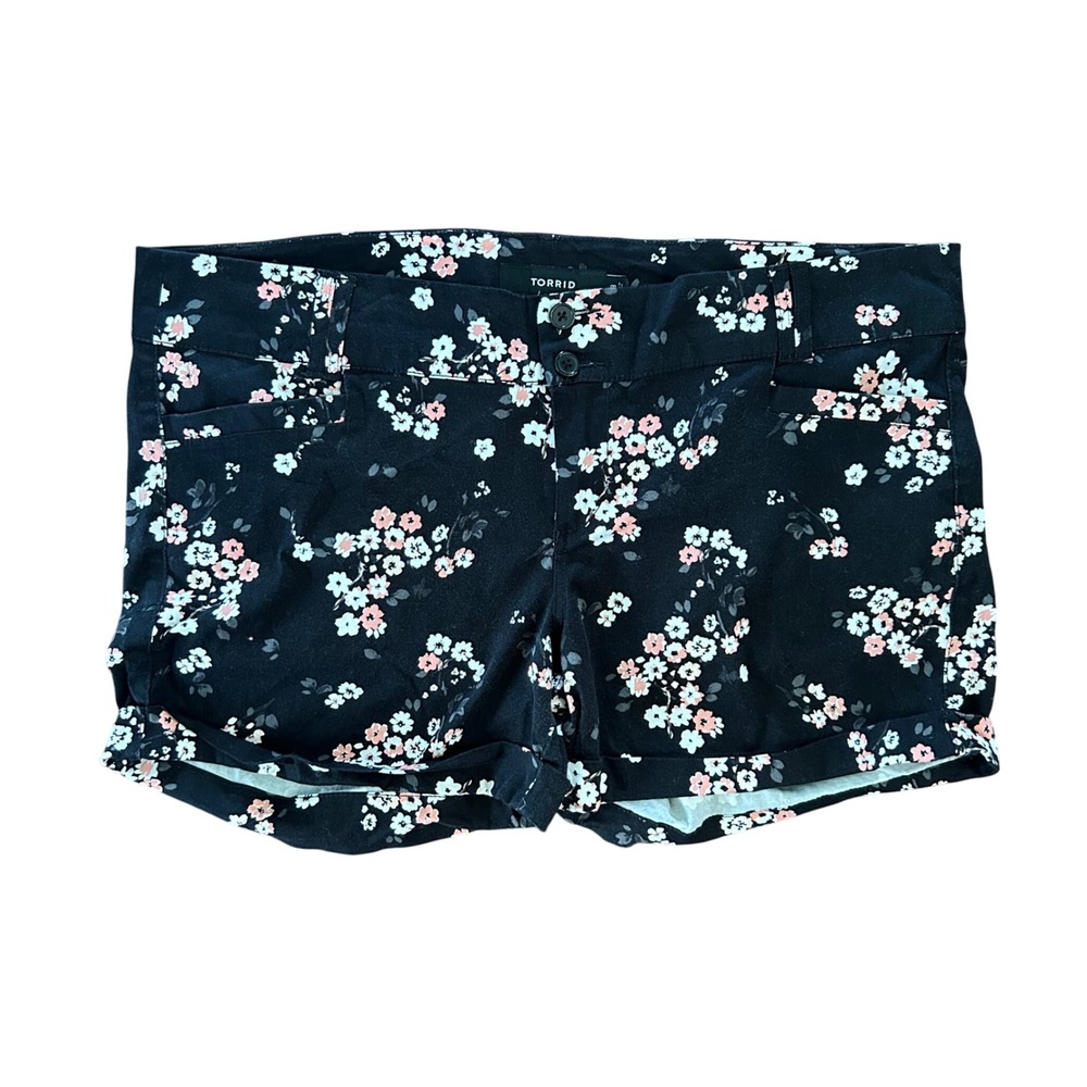 Torrid‎ Black Pink Floral Shorts Women's Size 18